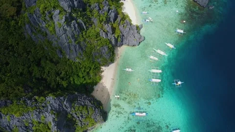 Aerial top down view of shimizu island in palawan philippines Video stock 342575996