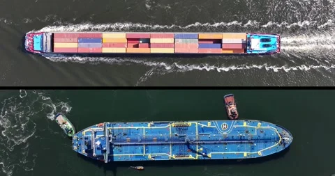 Aerial top down view of shipping and transportation logistics. Stock Footage 250178561