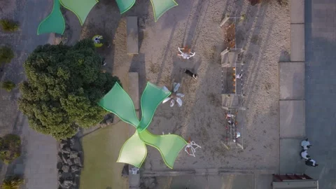 Aerial: top down view of Silo park in Wynyard quarter, Auckland, New Zealand Video stock 202224096