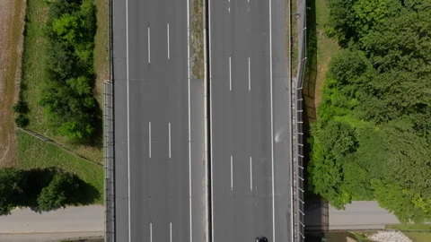 Aerial top-down view of a six-lane highway Stock Footage 263908051