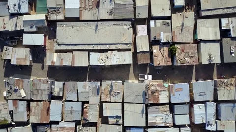 Aerial top-down view of slum a heavily populated urban informal settlement 4k Stock Footage 73429110