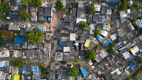 Aerial top down view of slums in Hyderabad city, India. Vídeos de archivo 316367358
