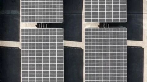 Aerial top down view of solar panels on a parking lot. Stock-Footage 339128403