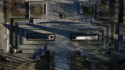 Aerial top down view of Soviet Memorial in Treptower park during Spring in .. 스톡 동영상 244157944