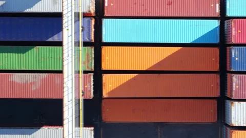 Aerial top down view of stacked shipping containers Vídeos de archivo 339128237