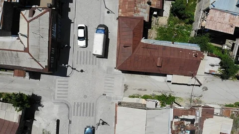 Aerial Top Down view on Streets in Armenia. City of Gyumri Stock Footage 111858029