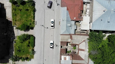 Aerial Top Down view on Streets in Armenia. City of Gyumri Stock Footage 111870036