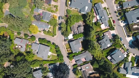 Aerial top down view of suburbs neighborhood Portland nature view on sunny .. Vídeos de archivo 295208149
