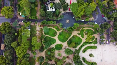 Aerial top down view of terrazza del pincio gardens in rome italy Stock Footage 344513238