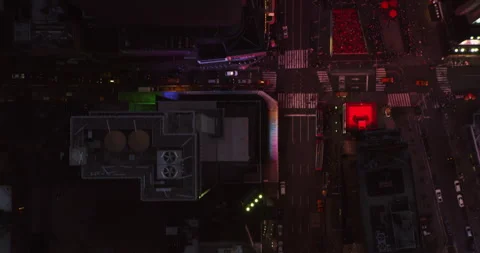 Aerial top down view of Times Square in Manhattan skyline in New York in evening Video stock 199456816