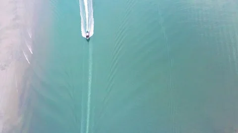 Aerial top down view of traditional thai long tail boat. Krabi, Thailand. Stock Footage 246015637