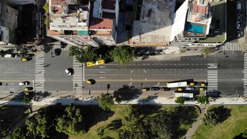 Aerial top down view of the traffic in Av. Las Heras in Palermo Buenos Aires Stock Footage 126571668
