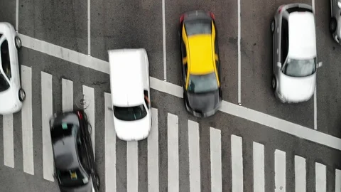 Aerial top down view of the traffic in Avenida del Libertador in Buenos Aires, Stock Footage 126573483