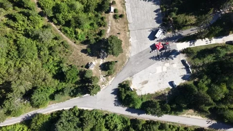 Aerial Top Down View Trebevic Mountain Walking Trails Intersection Plateau  Stock-Footage 343151802