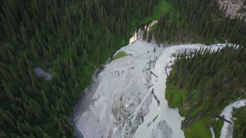 Aerial Top Down View of Two Contrasting Rivers Meeting Video stock 331792799