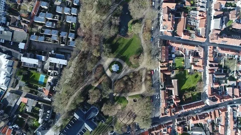 Aerial top down view of urban park 4k Stock Footage 93129042