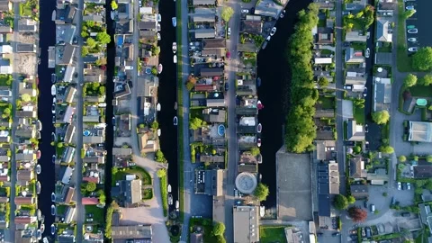 Aerial top down view of vacation homes also called holiday houses 4k Stock Footage 234648516