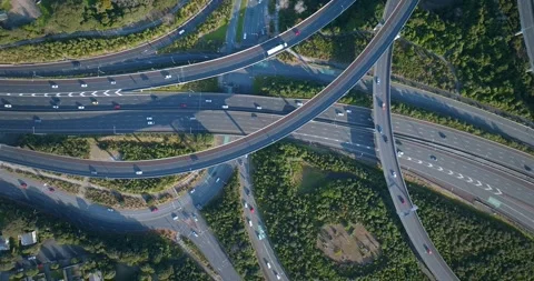 Aerial: Top down view of Waterview highway interchange, Auckland, New Zealan Stock-Footage 286921658
