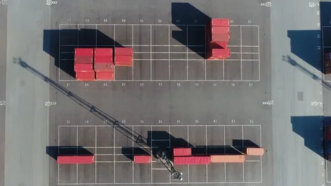 Aerial top down view of well organized container terminal 4k Stock Footage 96460048