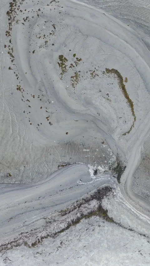 Aerial Top Down View Of White Sand Beach And Shallow Water Stock Footage 342250388