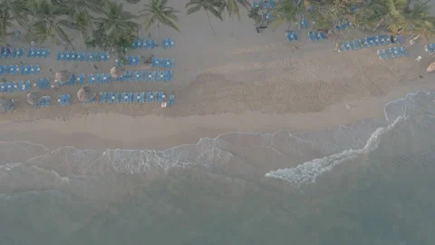 Aerial Top Down Waves Crashing Against Sand Tripod 6K LOG@24FPS Stock Footage 228736566