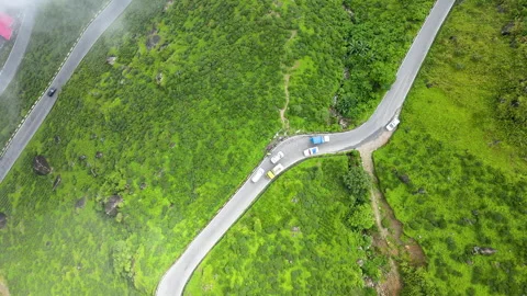 Aerial Top Down Of Winding Mountain Road In Darjeeling Green Hills Stock Footage 346817307