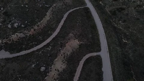 Aerial top down windy roads near Nafplio at Karathona Beach winter in Medit.. Video stock 316170099