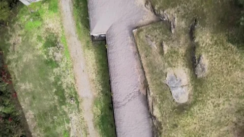 Aerial top down World War I architecture by Colico Lake Como Italian Alps m.. Stock Footage 312764325