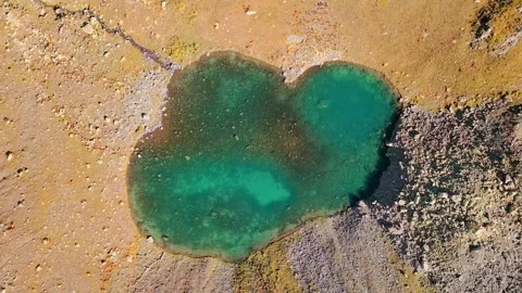 Aerial top down zoom in view Kalalish Toba located in Samegrelo-Zemo Svanet.. Stock Footage 309301904