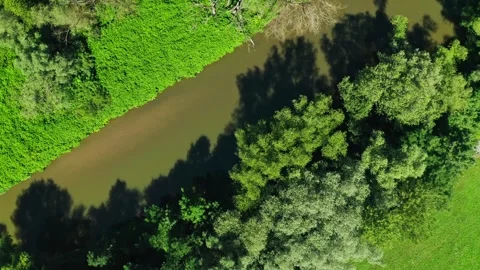 Aerial top dron shot over ostravice river in summer Vídeos de archivo 333898142
