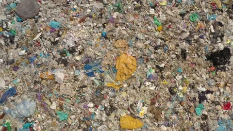 Aerial top drone view of large garbage pile, trash dump Stock Footage 151195989