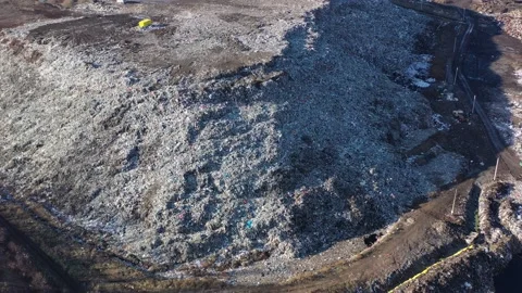 Aerial top drone view of large garbage pile, trash dump Stock Footage 167839986