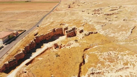 Aerial top fly over view Dara East Roman fortress city in Northern Mesopotami Stock-Footage 167240638