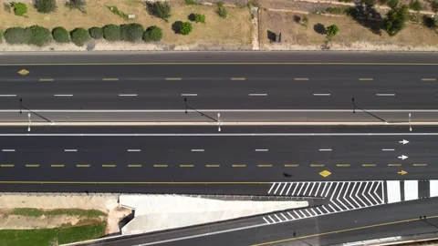 Aerial top shot of an empty highway with no cars and people 4K 60fps, Yom Kippur Stock Footage 161335832