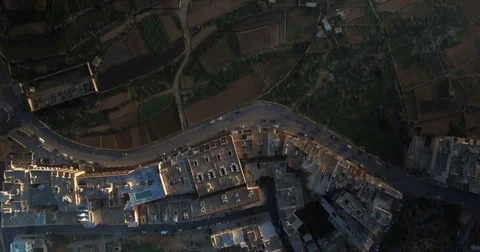 Aerial top shot over fields in Mellieha Malta Europe Stock Footage 70951346