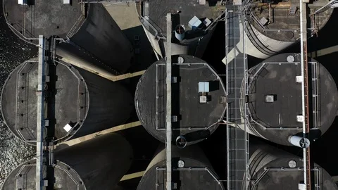 Aerial top shot over silos of CHV Veghel Stock Footage 106943351