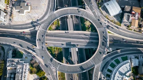 Aerial top time lapse view of multilevel junction ring road Stock-Footage 264158206