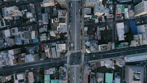 Aerial top view 4k video by drone of building in Tokyo city. Stock Footage 121346989