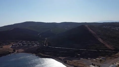 Aerial top view aftermath the forest fire at Derya site Seferihisar Video stock 201970359