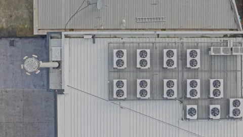 Aerial top view of air conditioning units on a roof Stock Footage 340603814