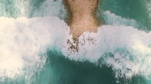 Aerial top view of artificial mound in ocean Video stock 67847599