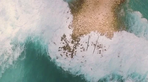Aerial top view of artificial mound in ocean, spin Video stock 67850043