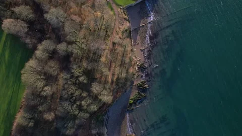 Aerial Top View of Beautiful Coast Of East Scotland, 4K Drone Footage Stock Footage