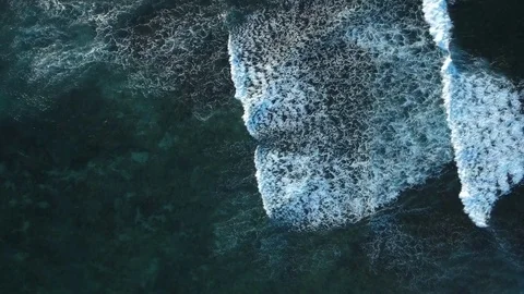 Aerial top of view of breaking waves, Martinique Stock Footage 82657256