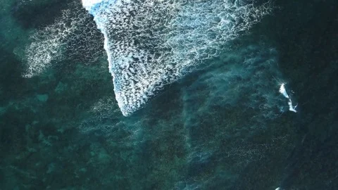 Aerial top of view of breaking waves Stock-Footage 82657307