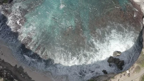 Aerial top view of broken beach in nusa penida indonesia Stock Footage 113119664