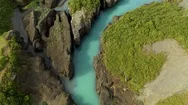 Aerial Top View Of Bruarhlod Canyon With Turquoise Hvita River Inside, Iceland Stock Footage