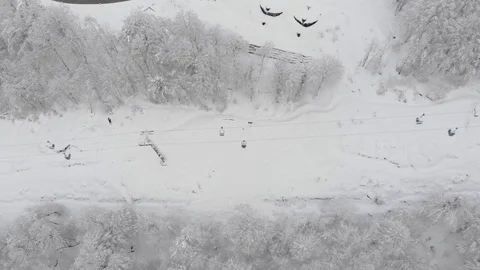 Aerial top view of the cable car gondola lifting Stock Footage 102606582
