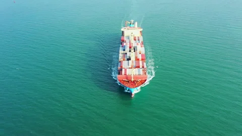 Aerial top view cargo ship carrying container running directions Vídeos de archivo 220467949