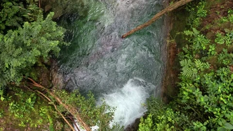Aerial top view of a cascade with clear blue, green water Stock Footage 151278561